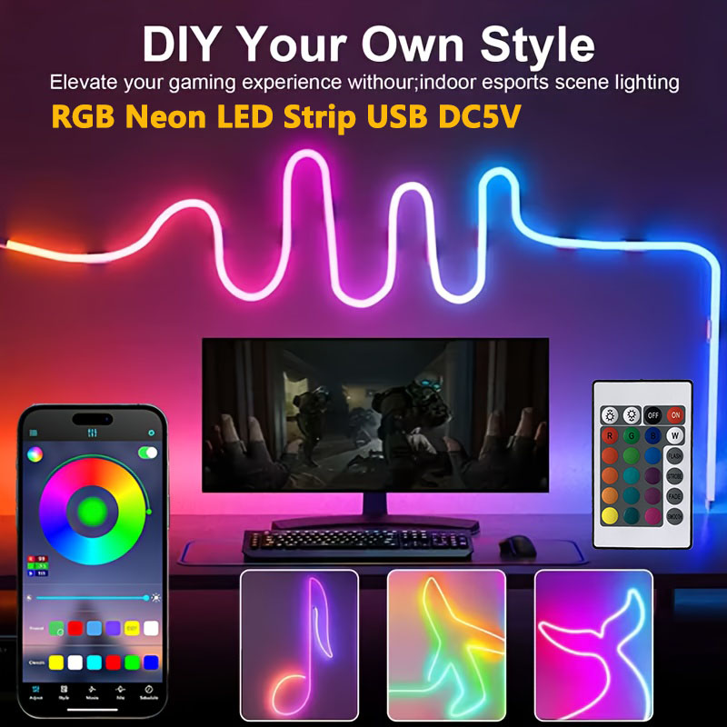 Gaming Accessories Bedroom - Wodoodporne taśmy LED RGB Neon Bluetooth,