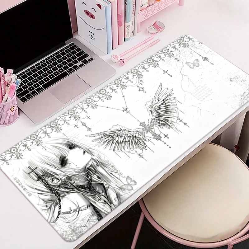 Gaming Accessories For Gaming Desk - Skórzana podkładka pod mysz czarno-biała Anime